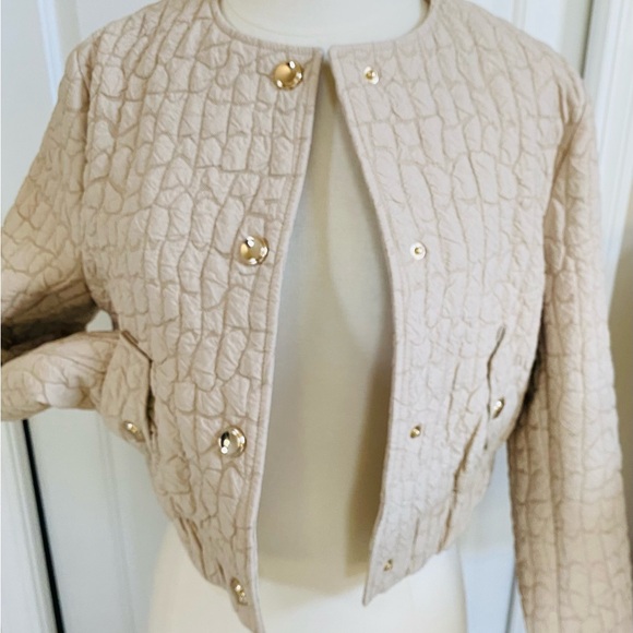 Zara Beige Quilted Bomber Jacket - Picture 4 of 8